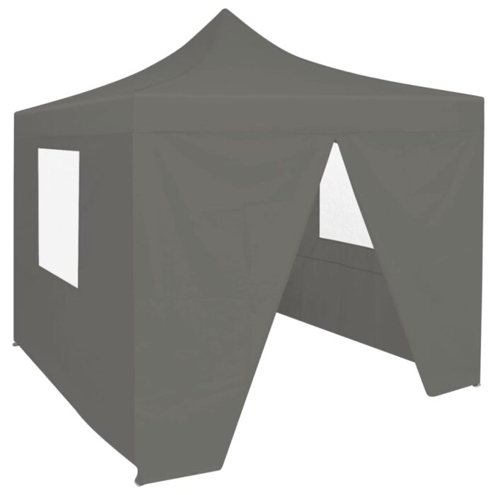 Tente de réception pliable avec 4 parois 2x2 m Acier Anthracite – Image 1