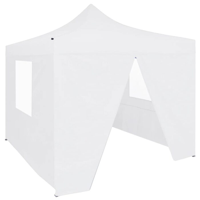 Tente de réception pliable avec 4 parois 2x2 m Acier Blanc – Image 1