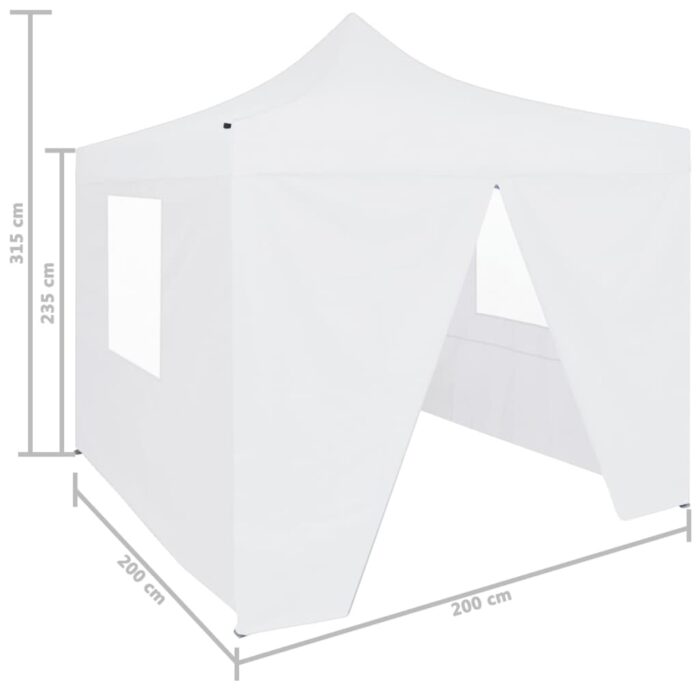 Tente de réception pliable avec 4 parois 2x2 m Acier Blanc – Image 10