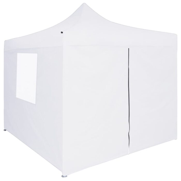 Tente de réception pliable avec 4 parois 2x2 m Acier Blanc – Image 3