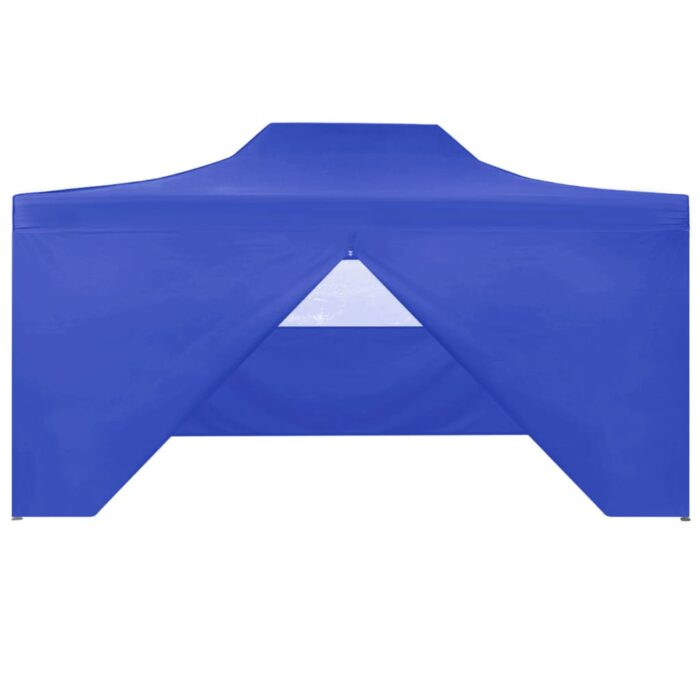 Tente de réception pliable avec 4 parois 3x4 m Acier Bleu – Image 2