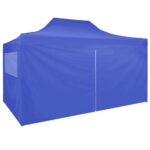Tente de réception pliable avec 4 parois 3x4 m Acier Bleu – Image 3