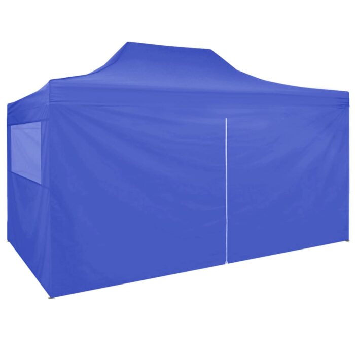 Tente de réception pliable avec 4 parois 3x4 m Acier Bleu – Image 3