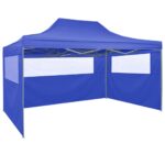 Tente de réception pliable avec 4 parois 3x4 m Acier Bleu – Image 4