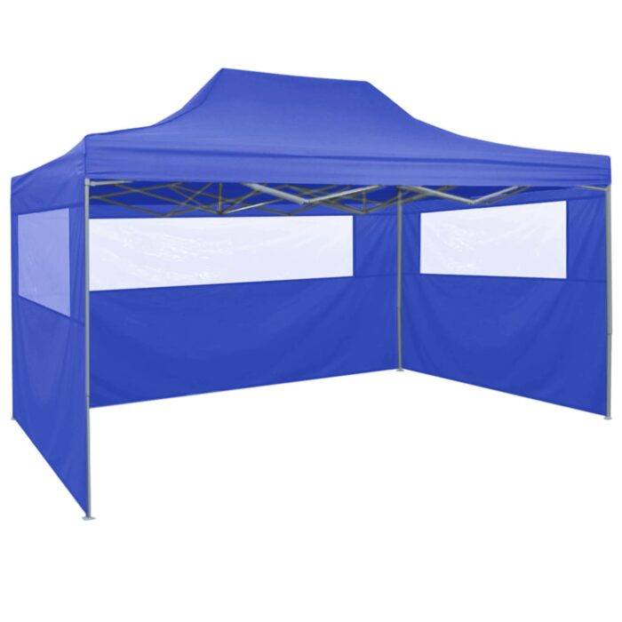 Tente de réception pliable avec 4 parois 3x4 m Acier Bleu – Image 4