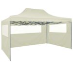 Tente de réception pliable avec 4 parois 3x4 m Acier Crème – Image 4