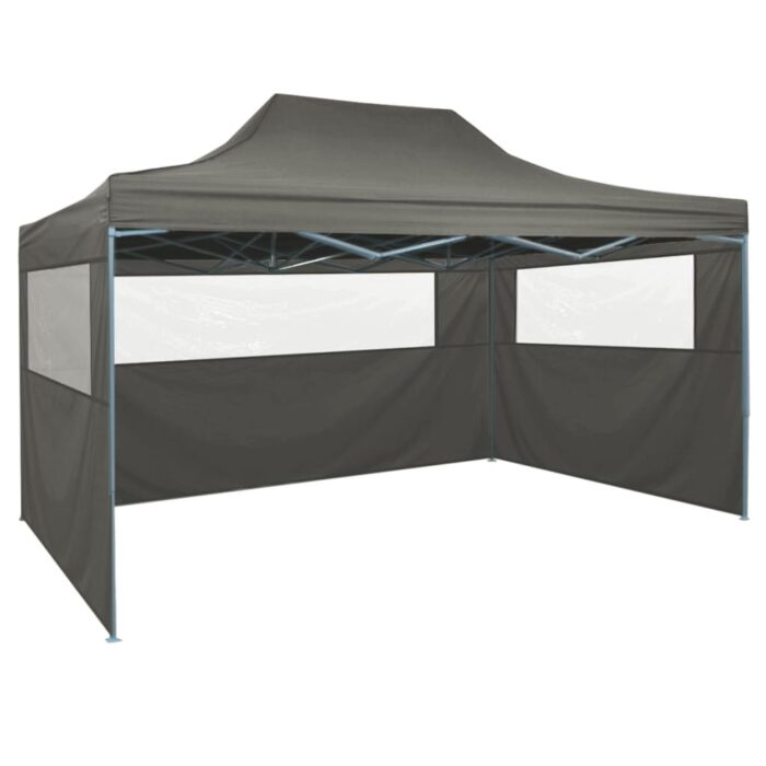 Tente de réception pliable avec 3 parois 3x4 m Acier Anthracite – Image 1