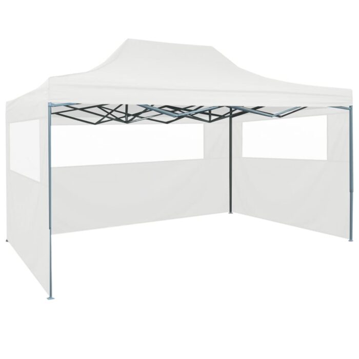 Tente de réception pliable avec 3 parois 3x4 m Acier Blanc – Image 1