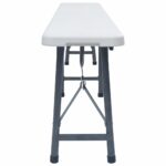 Bancs de jardin pliables lot de 2 180 cm PEHD Blanc – Image 2