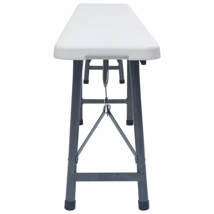 Bancs de jardin pliables lot de 2 180 cm PEHD Blanc – Image 2