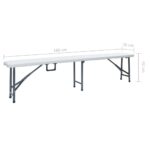 Bancs de jardin pliables lot de 2 180 cm PEHD Blanc – Image 7