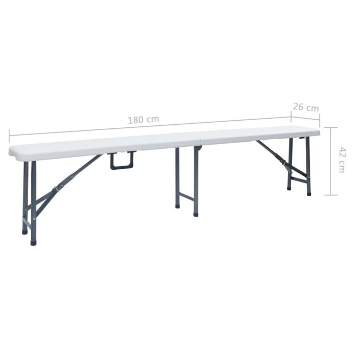 Bancs de jardin pliables lot de 2 180 cm PEHD Blanc – Image 7