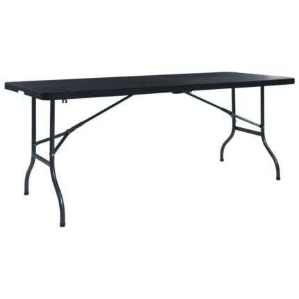 Table pliable de jardin Noir 180x75x72 cm PEHD Imitation rotin