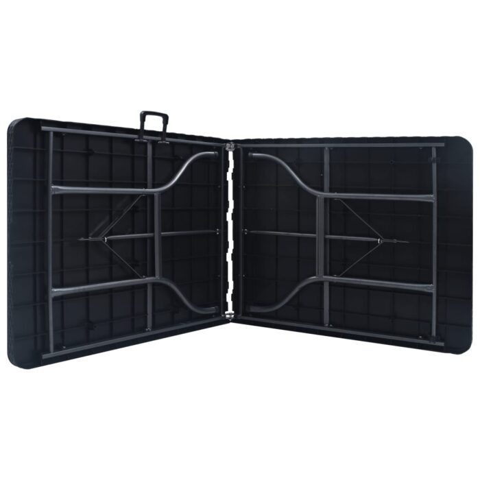 Table pliable de jardin Noir 180x75x72 cm PEHD Imitation rotin – Image 2