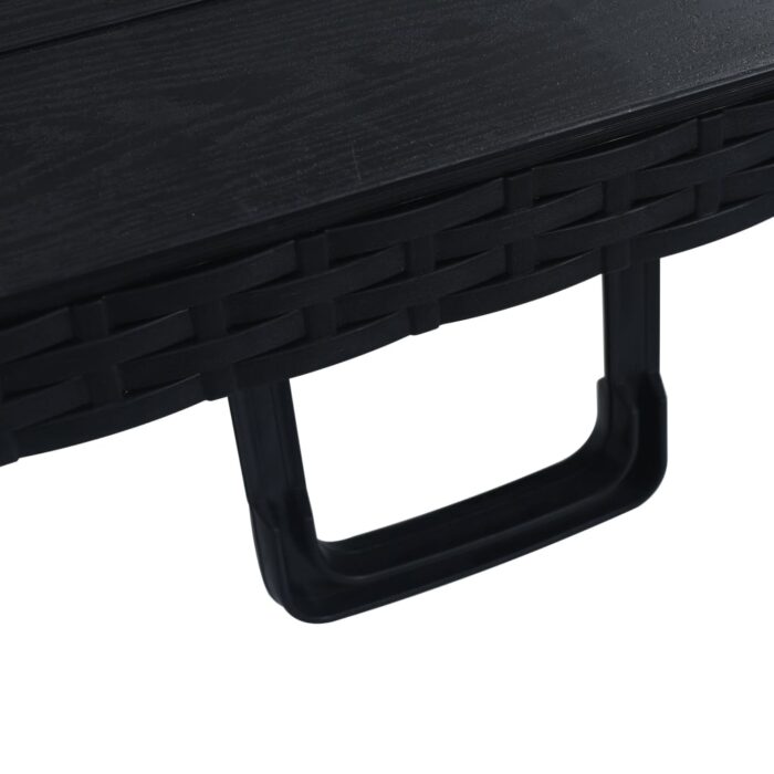 Table pliable de jardin Noir 180x75x72 cm PEHD Imitation rotin – Image 3