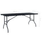Table pliable de jardin Noir 180x75x72 cm PEHD Imitation rotin – Image 4