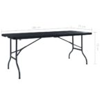 Table pliable de jardin Noir 180x75x72 cm PEHD Imitation rotin – Image 5