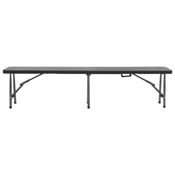 Bancs de jardin pliables lot de 2 180 cm PEHD Noir – Image 2