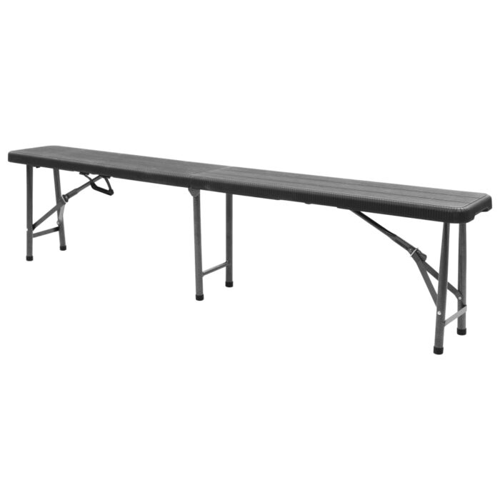 Bancs de jardin pliables lot de 2 180 cm PEHD Noir – Image 3