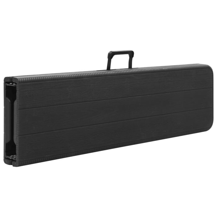 Bancs de jardin pliables lot de 2 180 cm PEHD Noir – Image 5