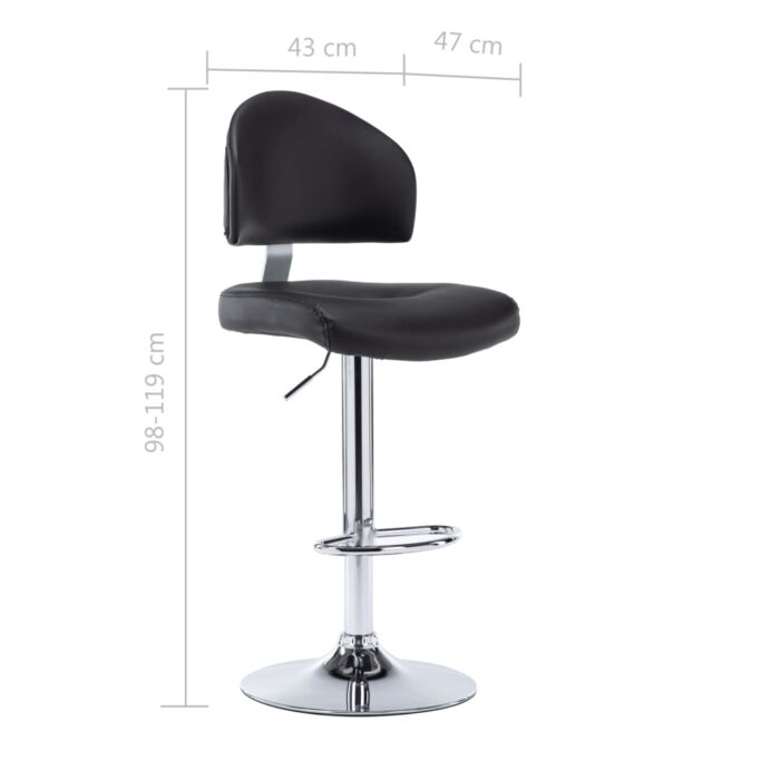 Tabourets de bar lot de 2 noir similicuir – Image 7