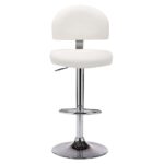 Tabourets de bar lot de 2 blanc similicuir – Image 2