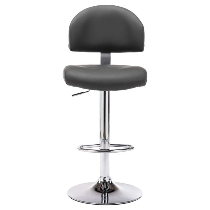 Tabourets de bar lot de 2 gris similicuir – Image 2