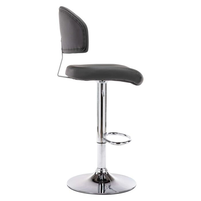 Tabourets de bar lot de 2 gris similicuir – Image 3