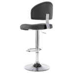 Tabourets de bar lot de 2 gris similicuir – Image 4