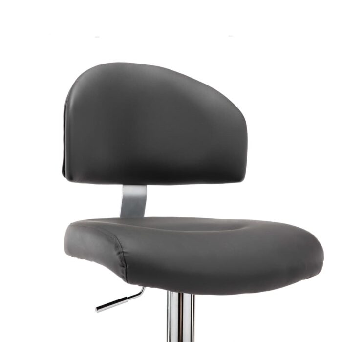 Tabourets de bar lot de 2 gris similicuir – Image 5