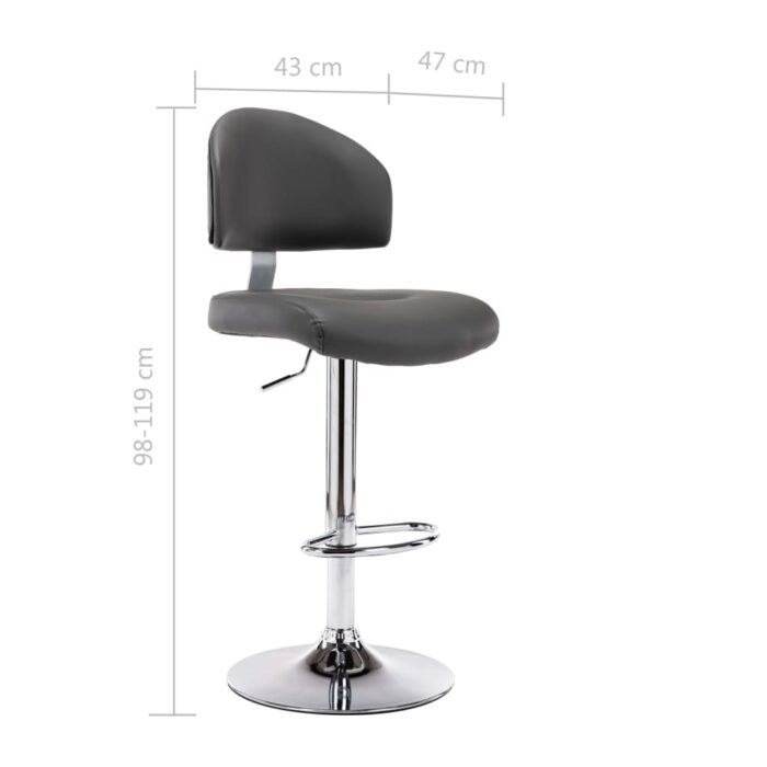 Tabourets de bar lot de 2 gris similicuir – Image 6