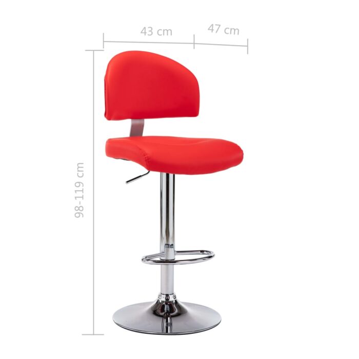Tabourets de bar lot de 2 rouge similicuir – Image 7