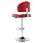 Tabourets de bar lot de 2 rouge bordeaux similicuir – Image 2