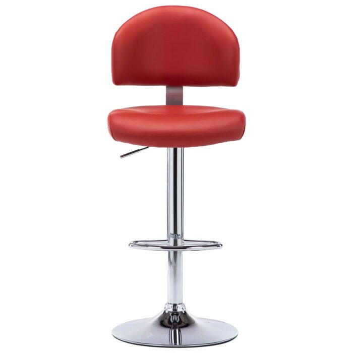 Tabourets de bar lot de 2 rouge bordeaux similicuir – Image 4
