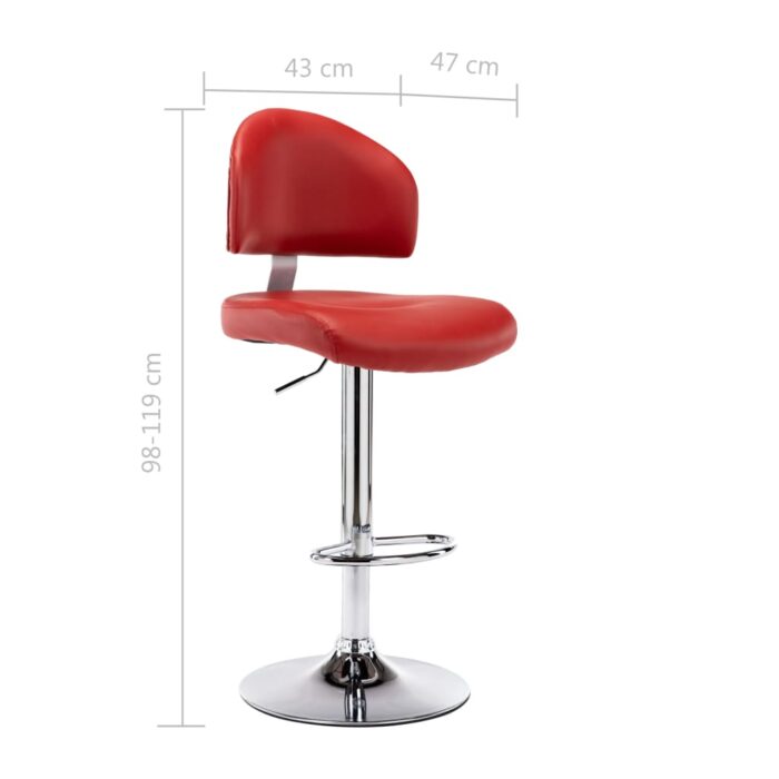 Tabourets de bar lot de 2 rouge bordeaux similicuir – Image 7