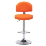 Tabourets de bar lot de 2 orange similicuir – Image 2
