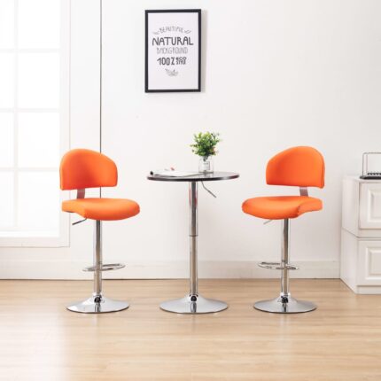 Tabourets de bar lot de 2 orange similicuir