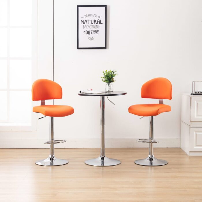 Tabourets de bar lot de 2 orange similicuir – Image 1