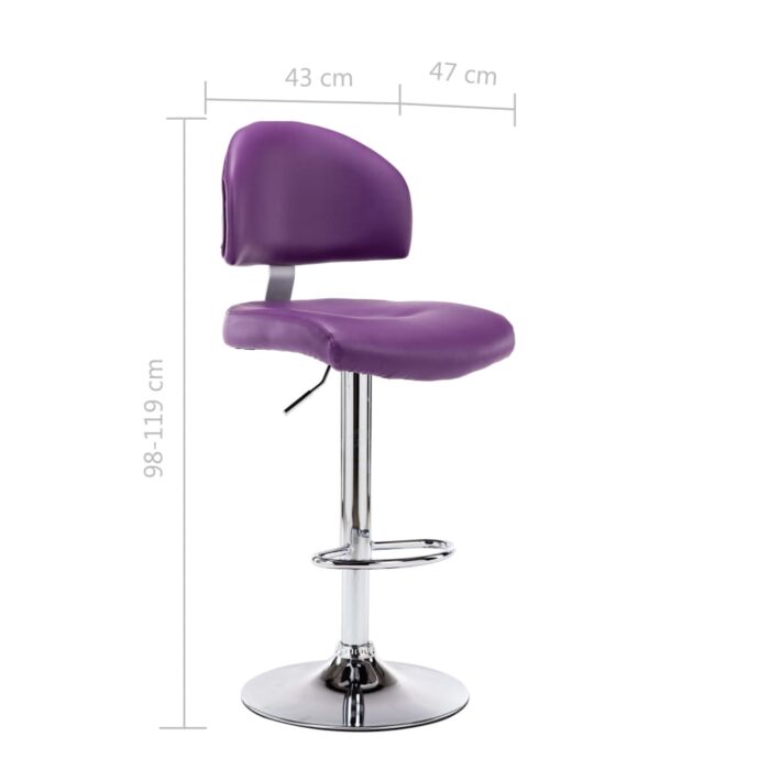 Tabourets de bar lot de 2 violet similicuir – Image 7