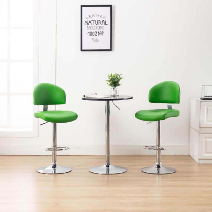 Tabourets de bar lot de 2 vert similicuir – Image 1