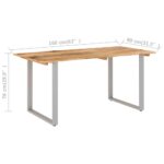 Table de salle à manger 154x80x76 cm Bois d'acacia solide – Image 5