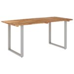 Table de salle à manger 154x80x76 cm Bois d'acacia solide – Image 7