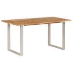 Table de salle à manger 154x80x76 cm Bois d'acacia solide – Image 9