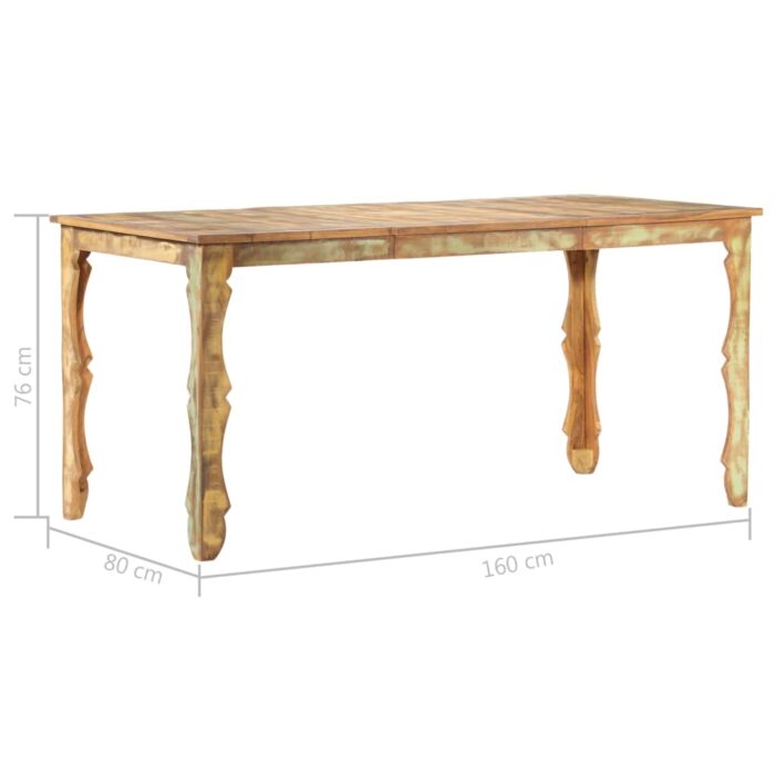 Table de salle à manger 160x80x76cm Bois de récupération massif – Image 3