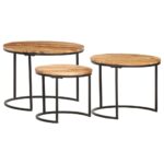 Tables gigognes 3 pcs Bois d'acacia massif – Image 2