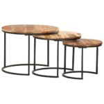 Tables gigognes 3 pcs Bois d'acacia massif – Image 5