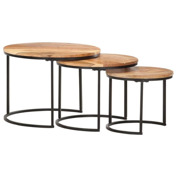 Tables gigognes 3 pcs Bois d'acacia massif – Image 6