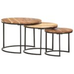 Tables gigognes 3 pcs Bois d'acacia massif – Image 8
