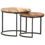 Tables gigognes 2 pcs Bois d'acacia massif – Image 4