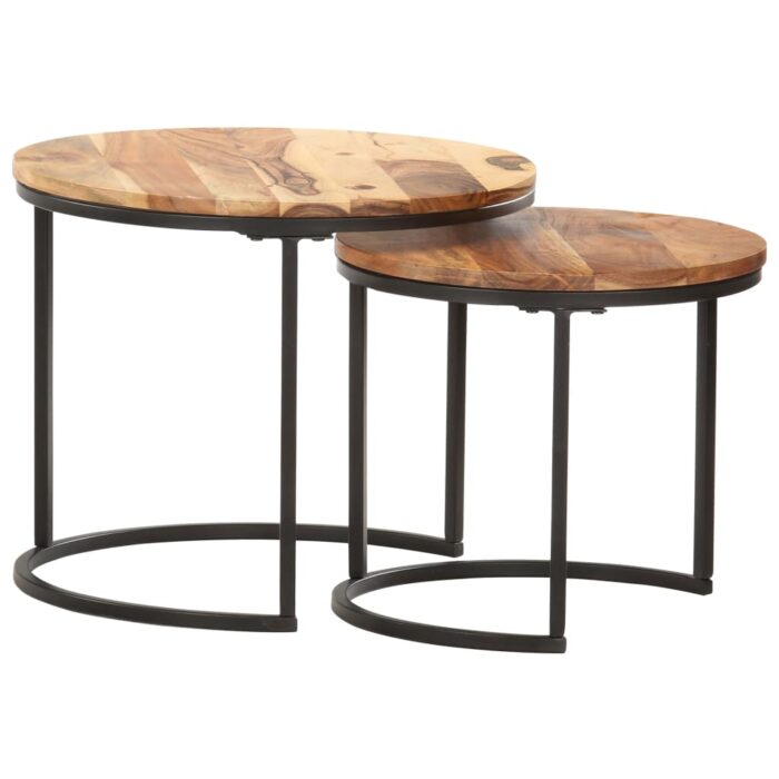 Tables gigognes 2 pcs Bois d'acacia massif – Image 4